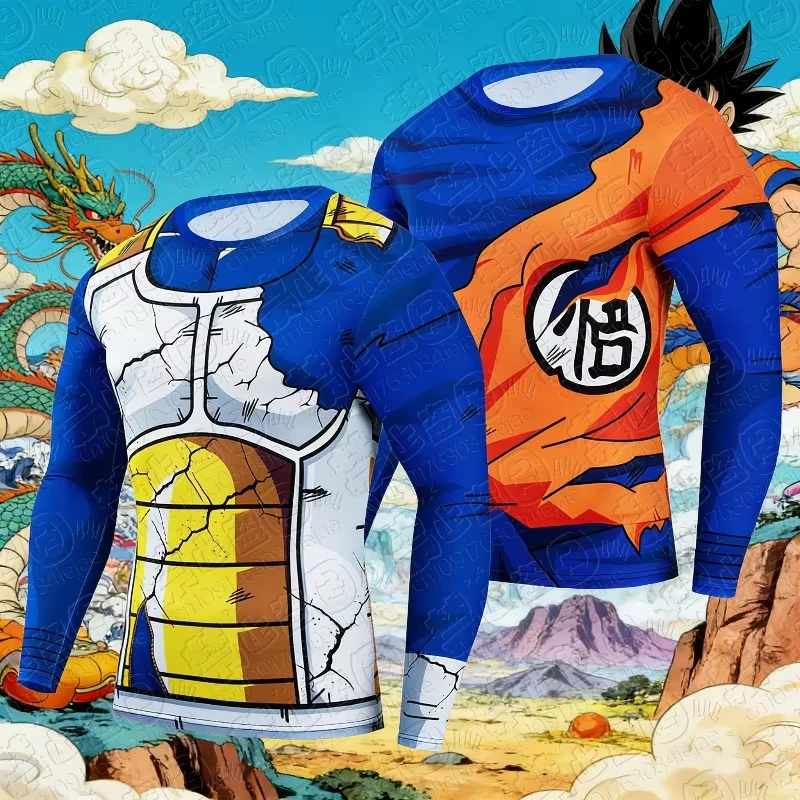 26 Dragon Ball Goku Print T-Shirt MMA Men Compression Shirts Quick Dry Gym Running Sports Tops Tee Boxing Jersey Mens T-shirt
