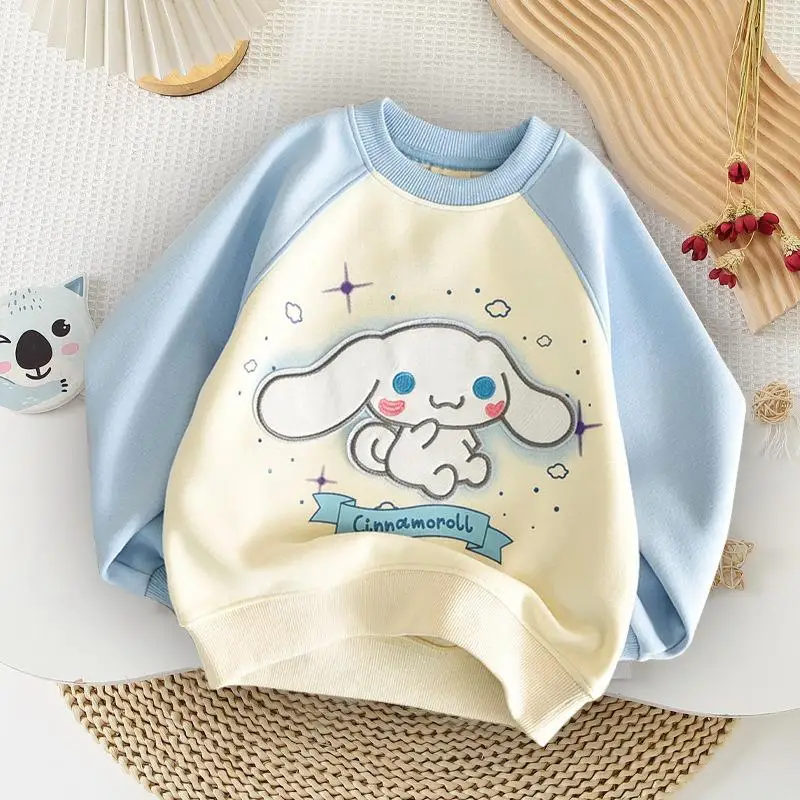 Sanrio Kuromi Round Neck Sweatshirt My Melody Cinnamoroll Children Cute Spring and Autumn Fashion Loose Long Sleeved Sweatshirt