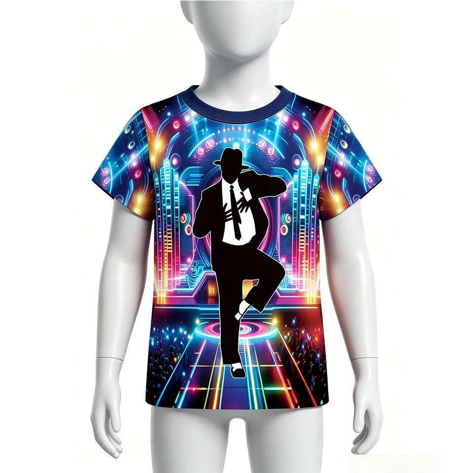 80s 90s Dance Pop Star Kids Clothes Jackson T-Shirt Children's Halloween Cosplay Disco Party Performance Boys and Girls Costume