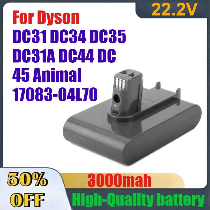 

3000mah Rechargeable Vacuum Cleaner Batteries 22.2V for Dyson DC31 DC34 DC35 DC31A DC44 DC 45 Animal 17083-04L70 High-Quality