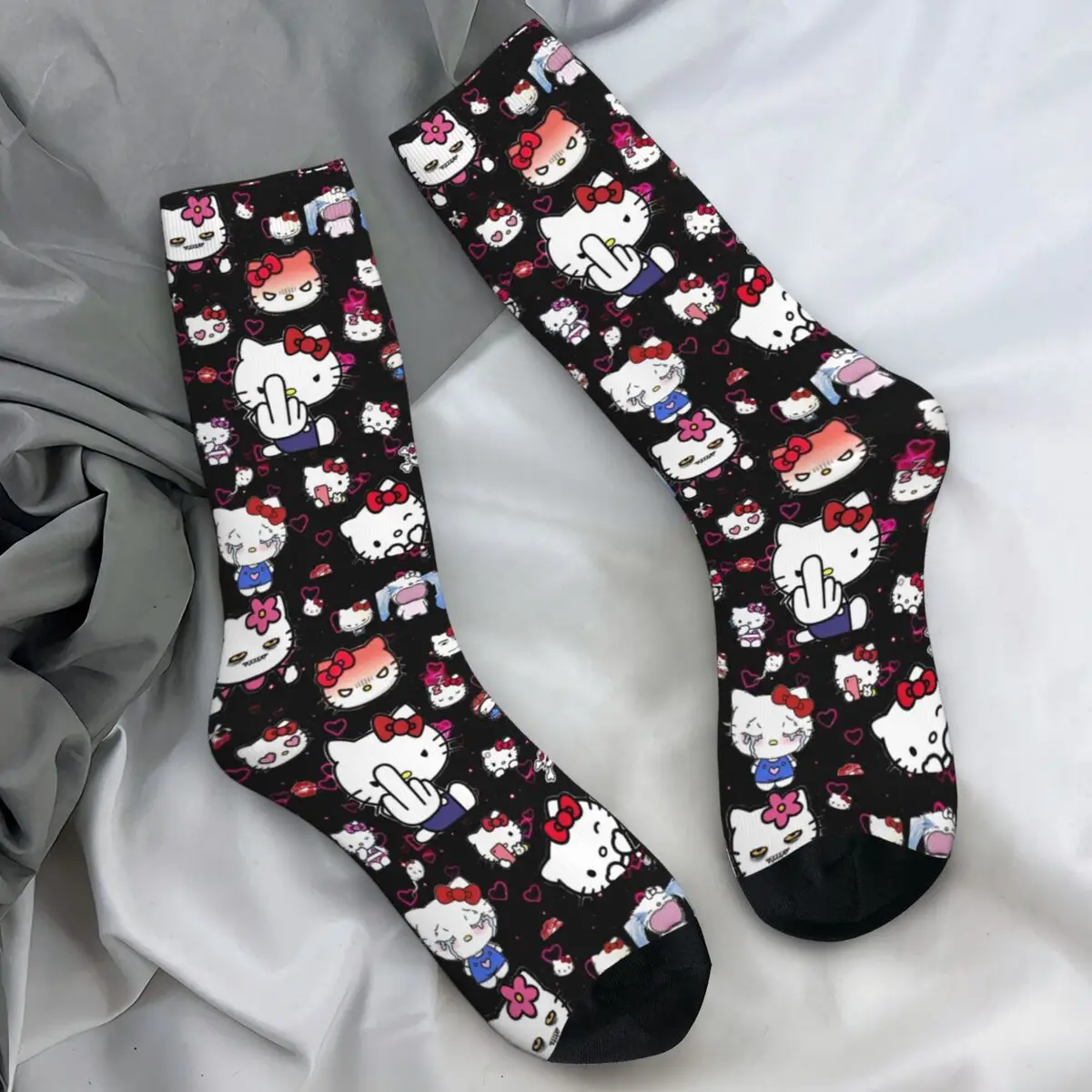 

Cute Kuromi Kawaii Cartoon Socks Novelty Stockings Women Men Quality Cycling Socks Spring Graphic Anti-Slip Socks