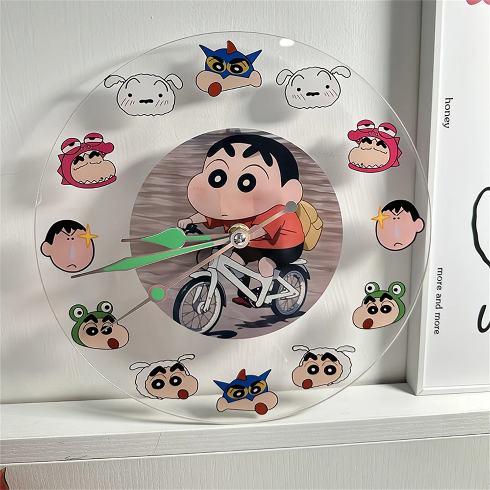 Crayon Shin-Chan Acrylic Clock Ornament Simplicity Desktop Decoration Creative Minimalist Desktop Pendant Wall Hanging Ins Gifts