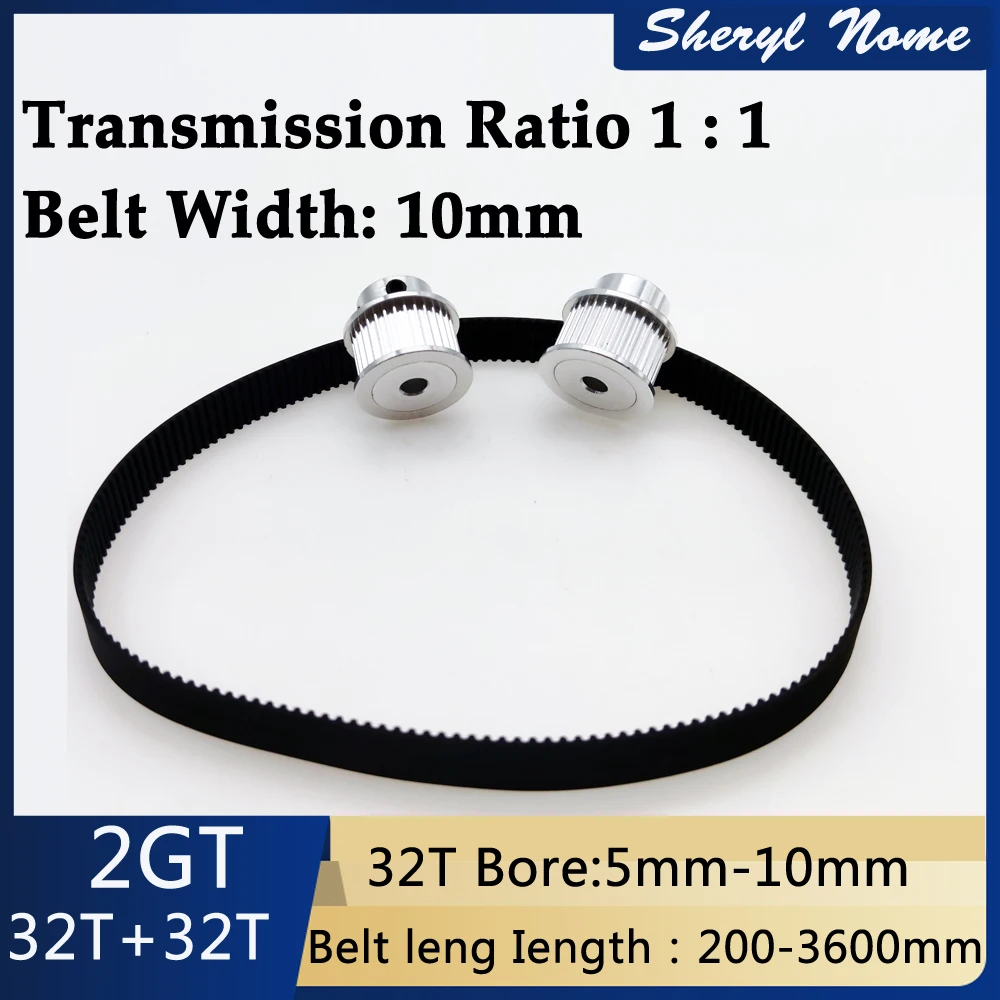 

1: 1 transmission 2GT belt pulley set GT2 synchronous wheel 32 teeth 3D printer accessory bandwidth 10mm