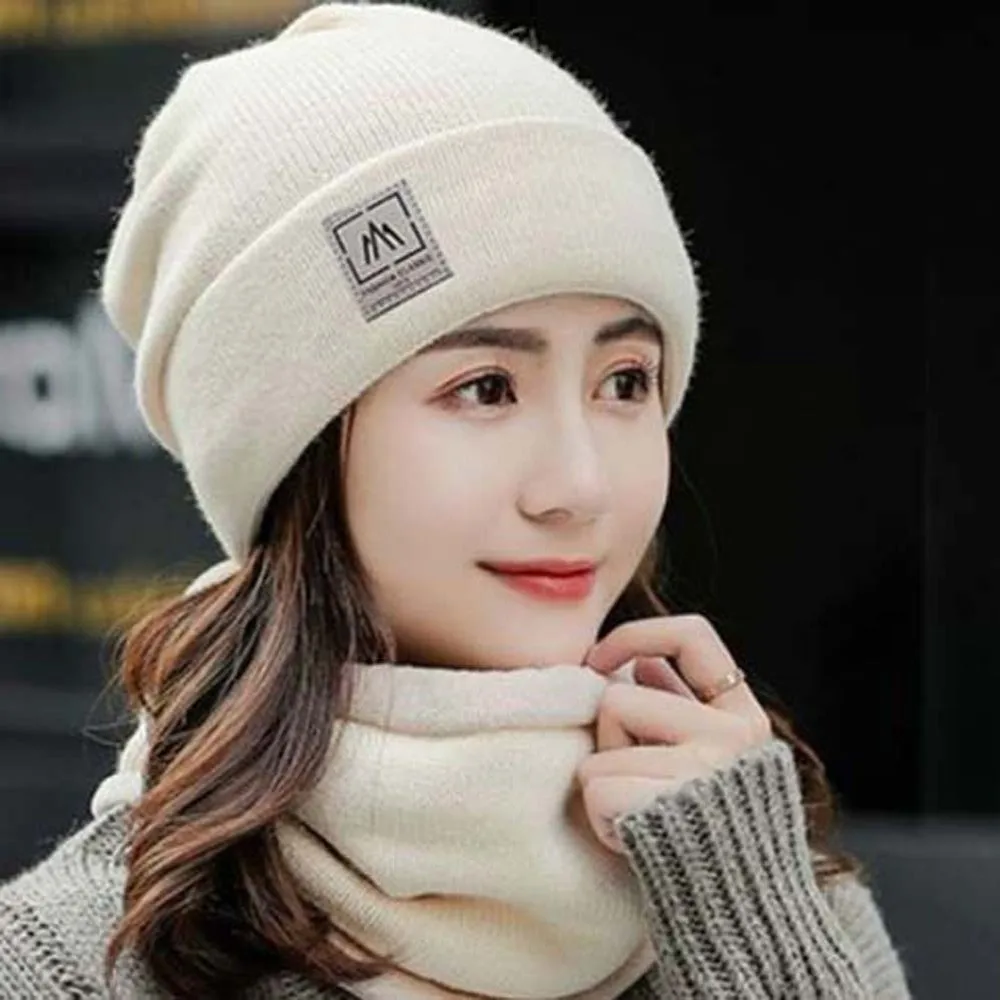 Personalidade elástica boné e cachecol terno na moda estilo coreano inverno pulôver boné cúpula macio compacto cachecol presentes