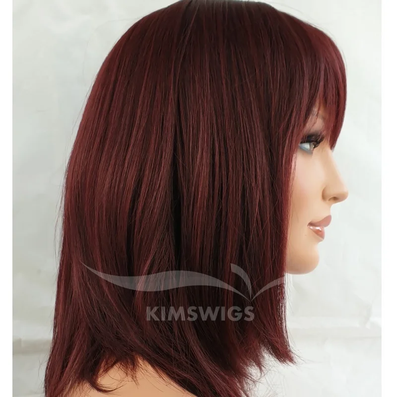 Burgundy Red Wig Women Razor Cut Shoulder Length Fashion Hair #99J