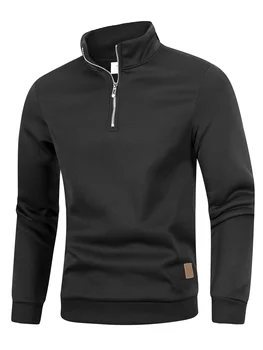 Autumn Men's Zipper Pullover Turtlenecks Warm Sweaters Solid Color Long Sleeved Fashion Male Casual Daily Sweatshirt Top 3