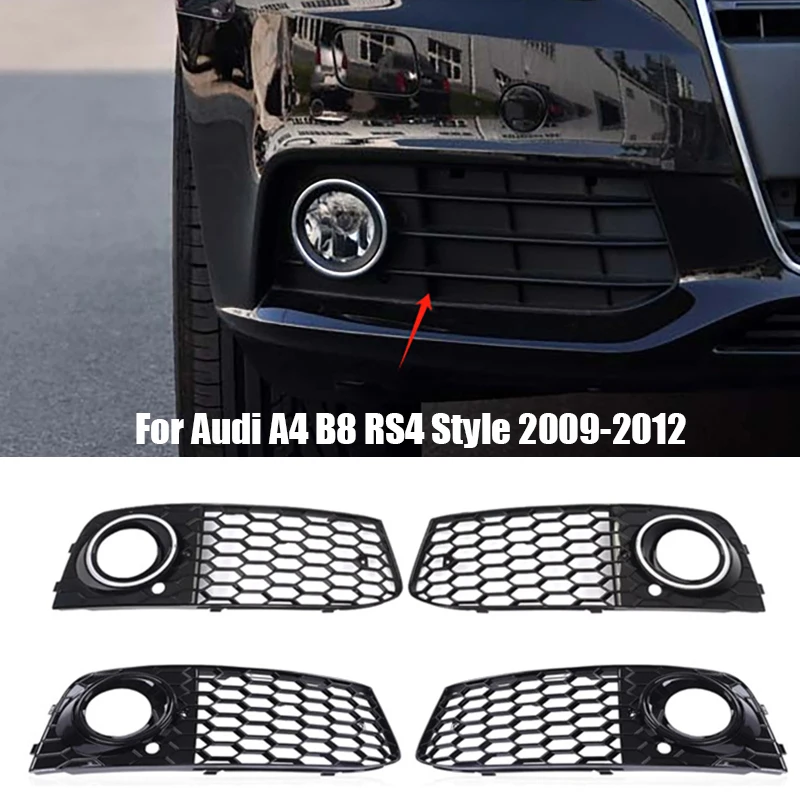 

Car Front Fog Light Honeycomb Mesh Grille Cover Intake Cover for Audi A4 B8 RS4 2009-2012 8KD807682 8KD807681