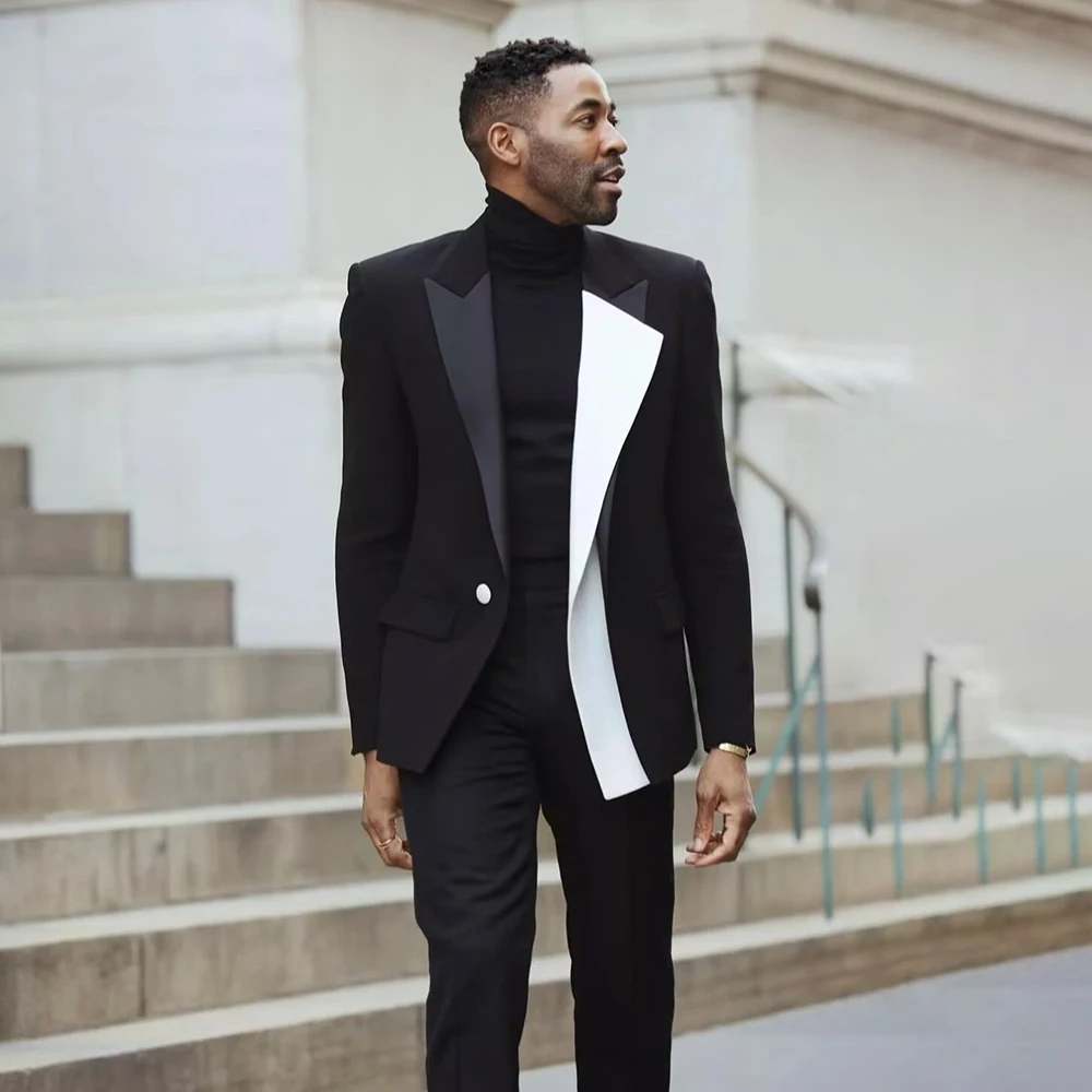 

Fashion Men's Suits Luxury One-Button Peak Lapel Blazer High Quality Daily Business Party 2 Piece Jacket Pants Outfits Costume