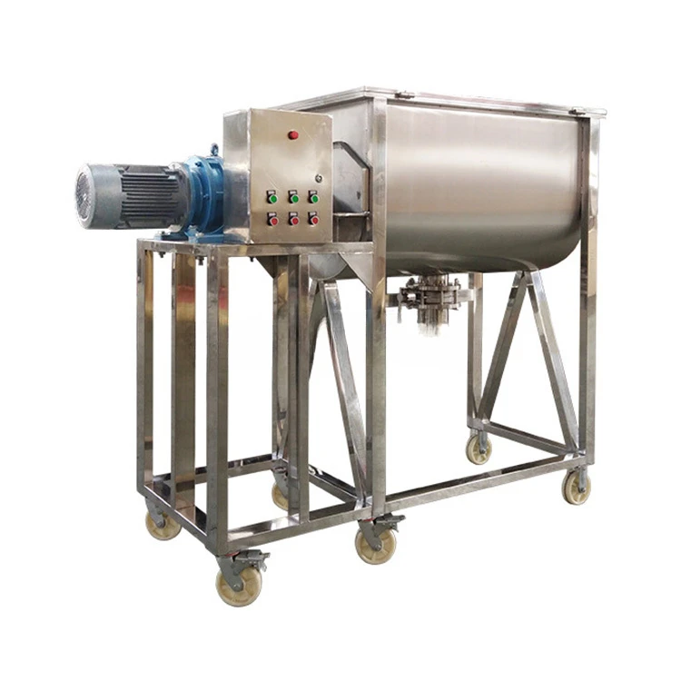 Industrial mobile food mixer powder herbs flour spice concrete mixer stand horizontal ribbon mixer machines