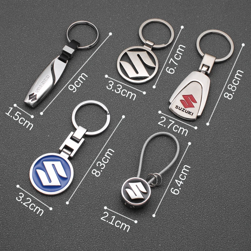 3D Metal/Leather Suzuki Car Logo Badge Keychain For Swift SX4 Alto Grand Vitara Jimny Baleno Key Chain Key Rings Auto Accessorie