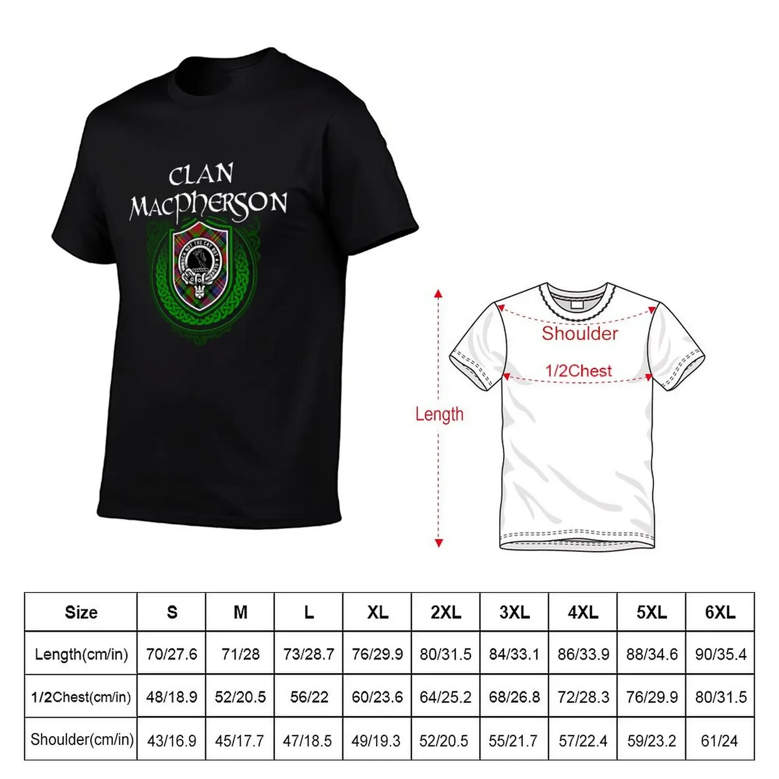 Macpherson Surname Scottish Clan Tartan Crest T-Shirt for a boy graphics quick drying summer clothes cotton t shirt men