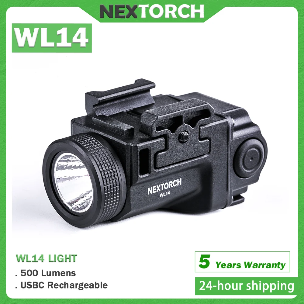 NEXTORCH WL14 500 lumens high brightness rechargeable miniatur light , LED tactical flashlight , usbc rechargeable , portable