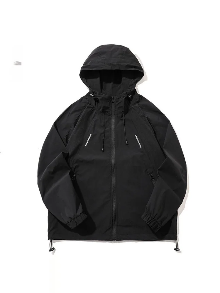 

Уличная дышащая мужская летняя тонкая модель с защитой от ультрафиолета, модная мужская легкая толстовка с капюшоном на молнии...