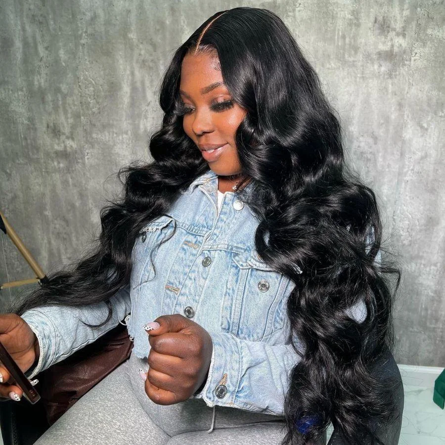 

Мягкий 26-дюймовый длинный натуральный черный объемная волна 180 Плотность парик фронта шнурка для женщин Детские волосы Бесклеевые предварительно выщипанные натуральные волосы