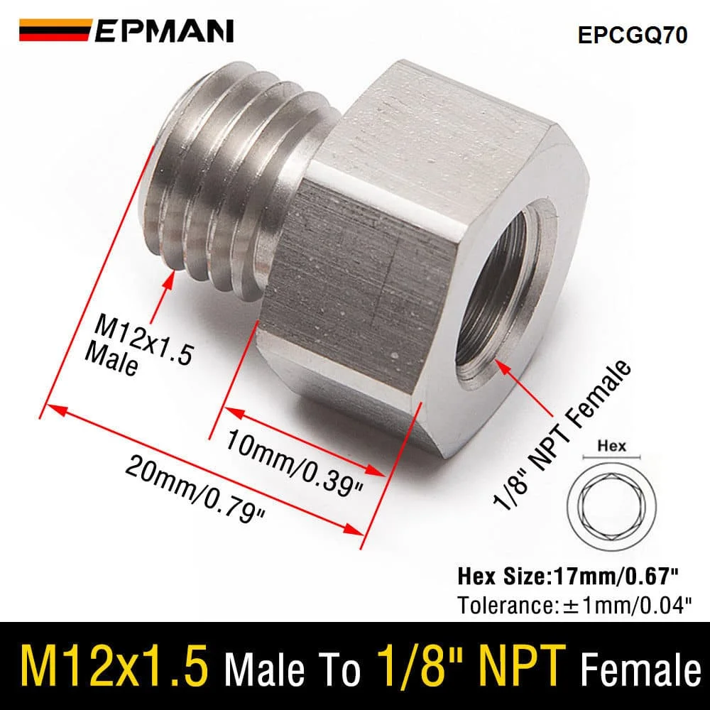 EPMAN Sensor Adapter Oil Water Pressure Temp M12x1.5 Or M16x1.5 Male To 1/8\