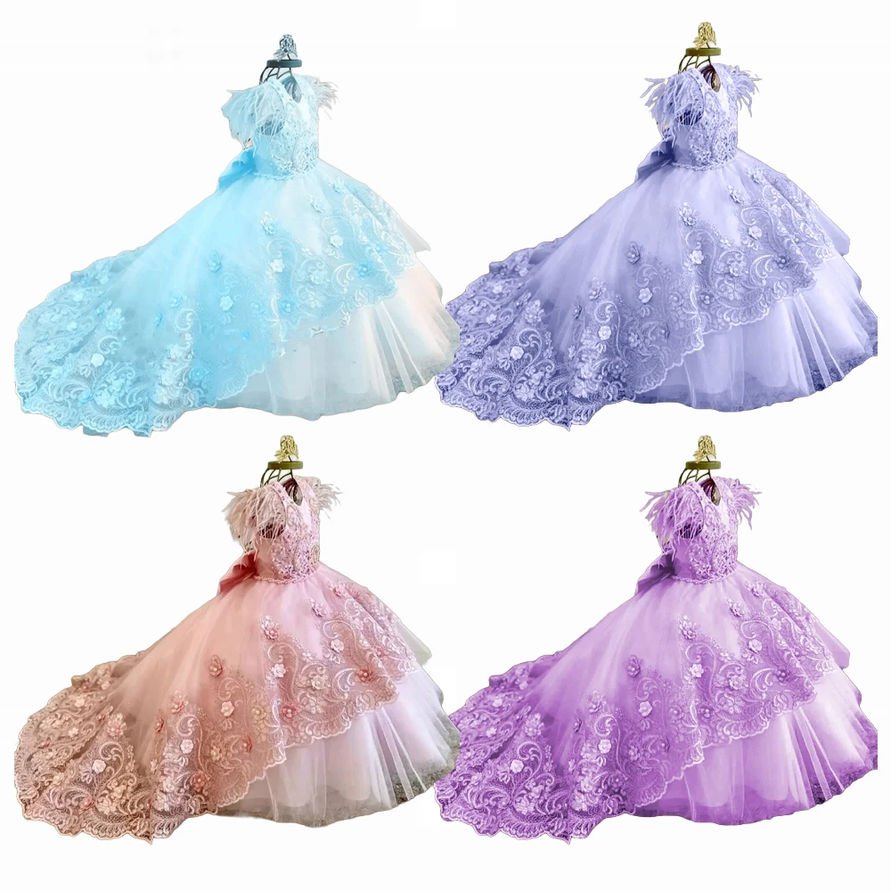 

Gorgeous Flower Girl Dress Sleeveless Lotus Lace Banquet Customization Princess Wedding Beauty Pageant Kids Birthday Gowns