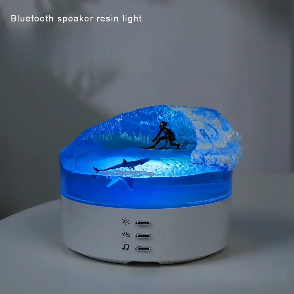 

Bluetooth-динамик из смолы, ночник, океанский серфинг, микропейзаж, орнамент ручной работы