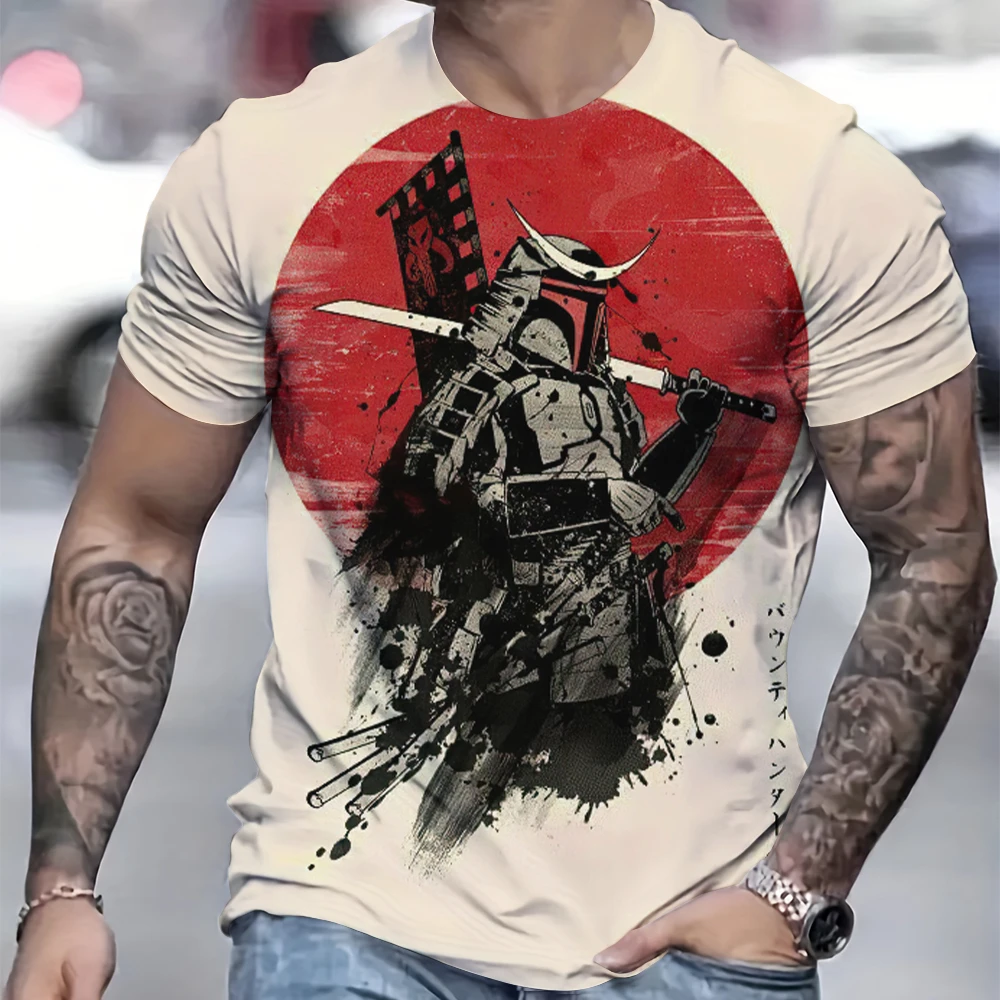 Japan Samurai Männer T-Shirt personal isierte lässige Kurzarm T-Shirts Sommer Rundhals ausschnitt lose Kleidung für männliche Modedesigner Tops