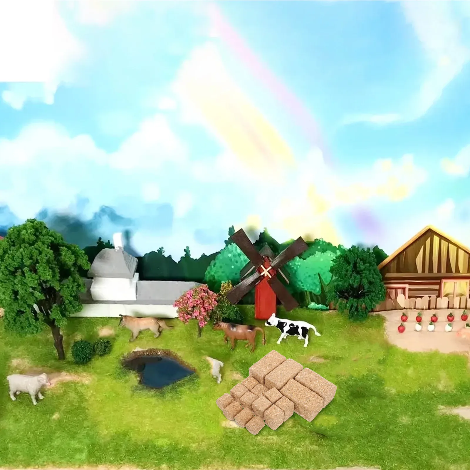 

4 набора миниатюрных тюков сена с реалистичным видом, маленького размера, для оформления песочниц, декор из искусственного сена для творческих DIY-проектов