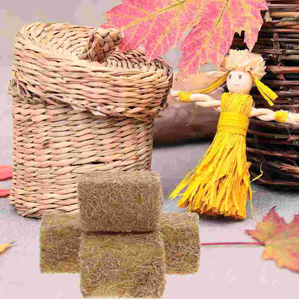 12 Pcs Mini Haystack Model Autumn Decorations Bale Decorate Wood Miniature Simulation Fake for Crafts Ornament