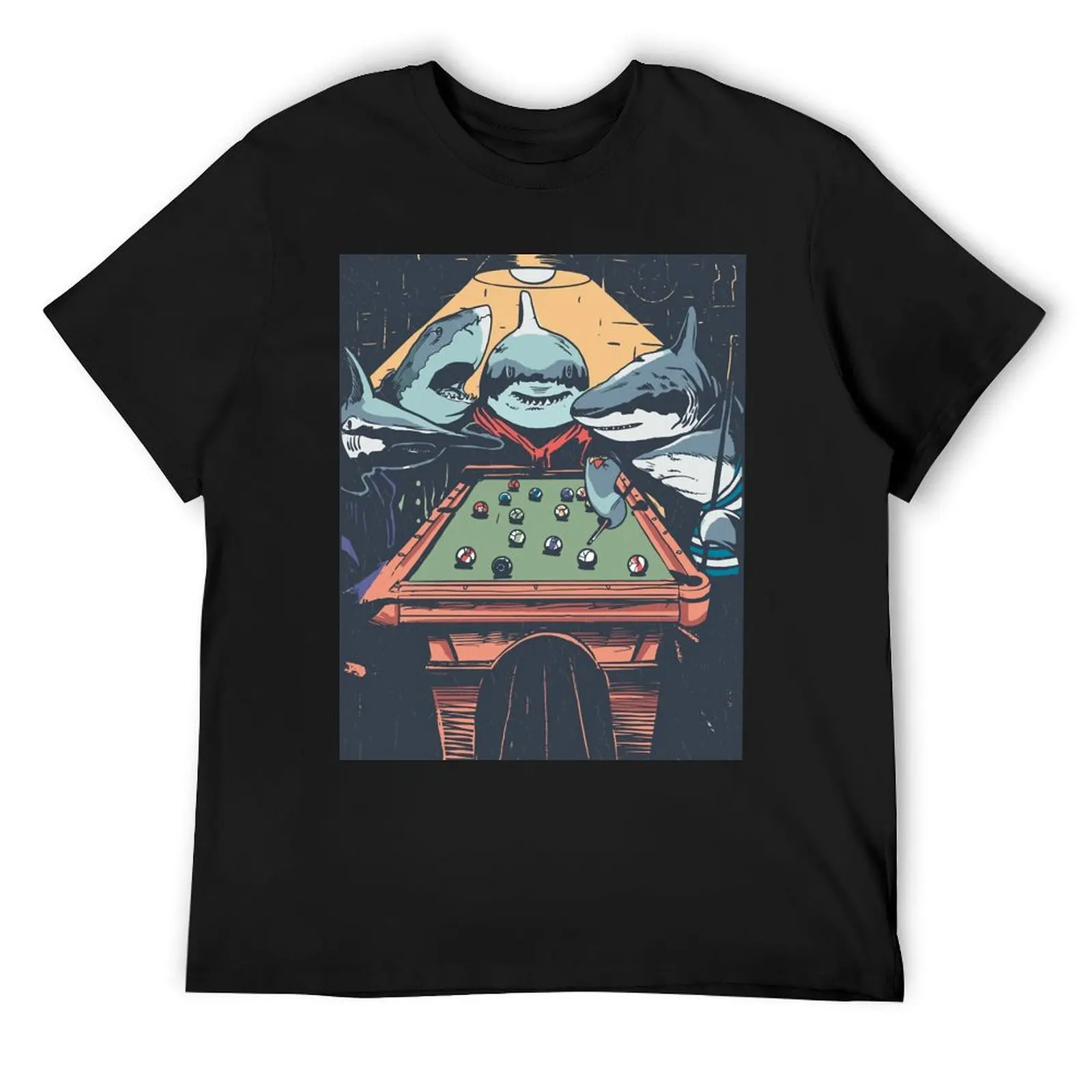 

Funny Shark Playing Pool T-Shirt plus size tops hippie clothes Blouse plus size clothes men t shirt
