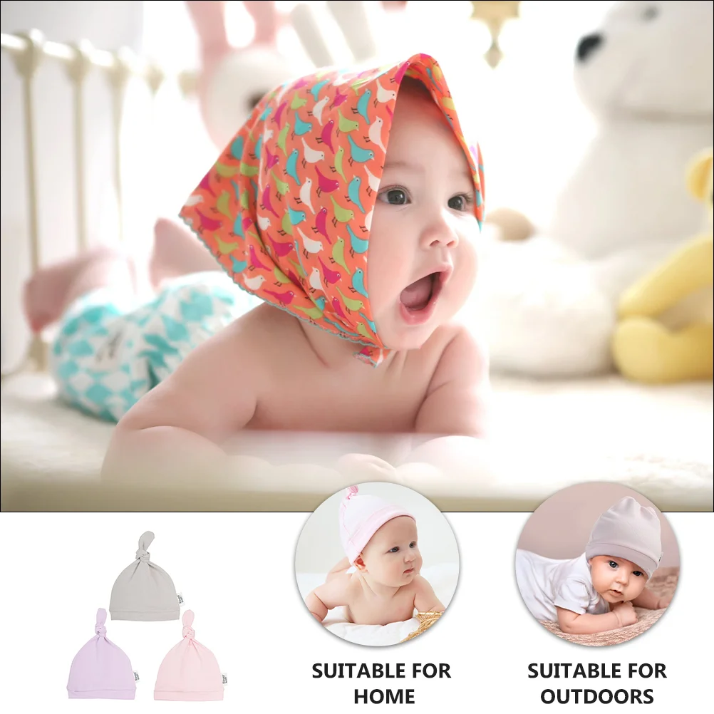 3 Pcs Baby Tire Cap Knitted Hat Boy Girl Bonnet Newborn Hospital Lovely Hats Beanie Winter