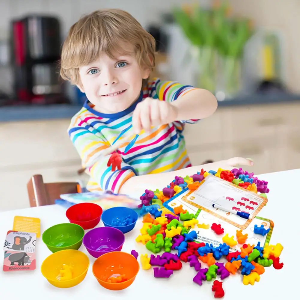 1 Bucket 36/40/56Pcs Baby Toy Dinosaur Sorting Game Multicolor Enlightenment ABS Children Color Classification Toys