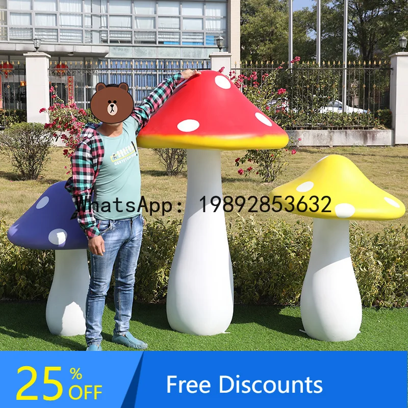 

FZ Imitation Mushroom Ornament Outdoor Fiberglass Cartoon Plant Sculpture Garden Landscape Park Green Space Decoration
