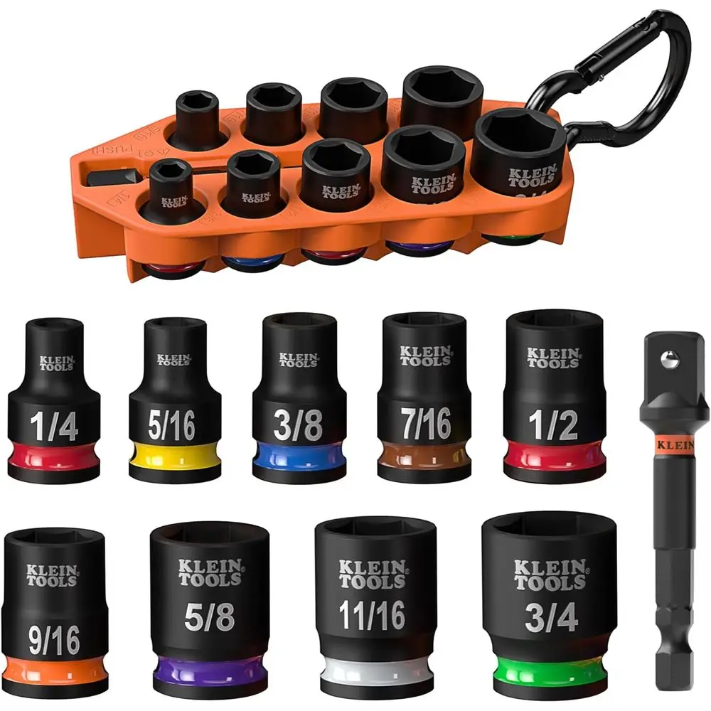 

10-Piece Impact Socket Set, SAE, 3/8-Inch Drive, Color-Coded, 1/4 to 3/4-Inch Sizes
