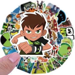 50pcs/set Ben 10 Cartoon 3D Stickers Toys Anime Figures Ben Wildmutt Four Arms Grey Matter XLR8 Upgrade Waterproof Stickers Toys