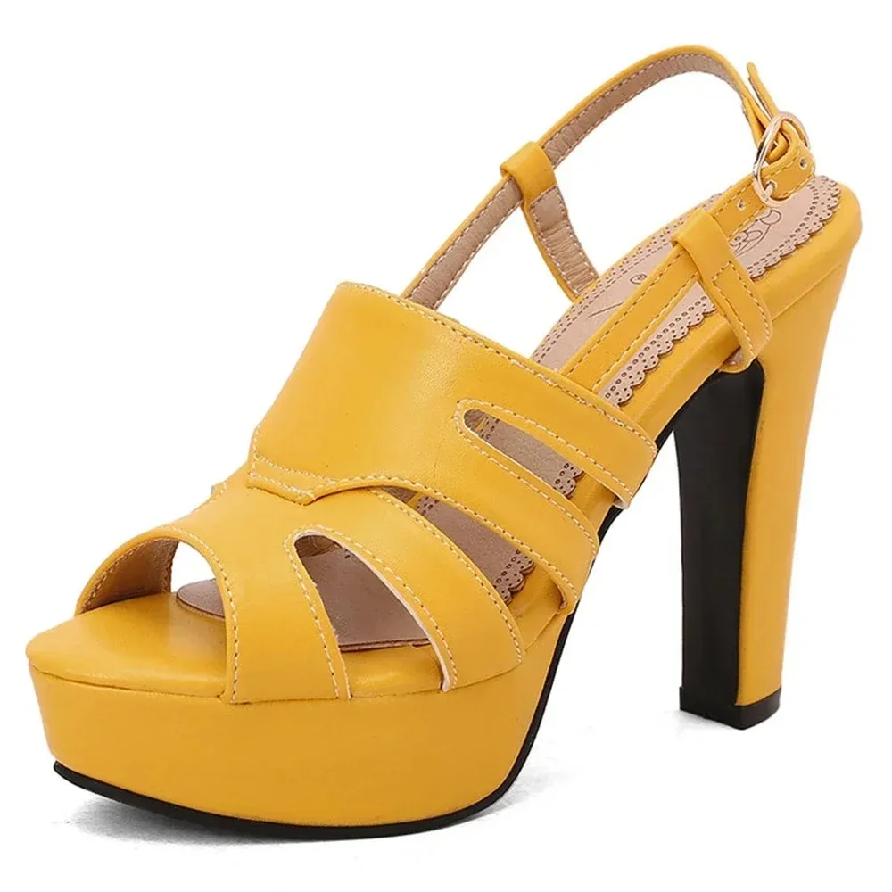 

Women Sandals Summer Fashion Open Toed Square Heels Buckle Strap Wedding Dress Daily Platform Sandals Oversized Size 50 338-68