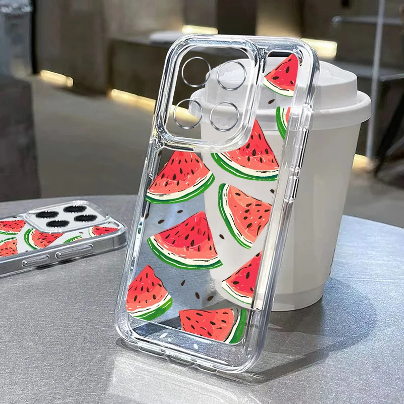 Clear Summer Fruit Case For Xiaomi 11T 13T Poco X6 X5 Pro Funda Redmi Note 13 12 11 10 14 Pro 4G 5G Cherry Watermelon