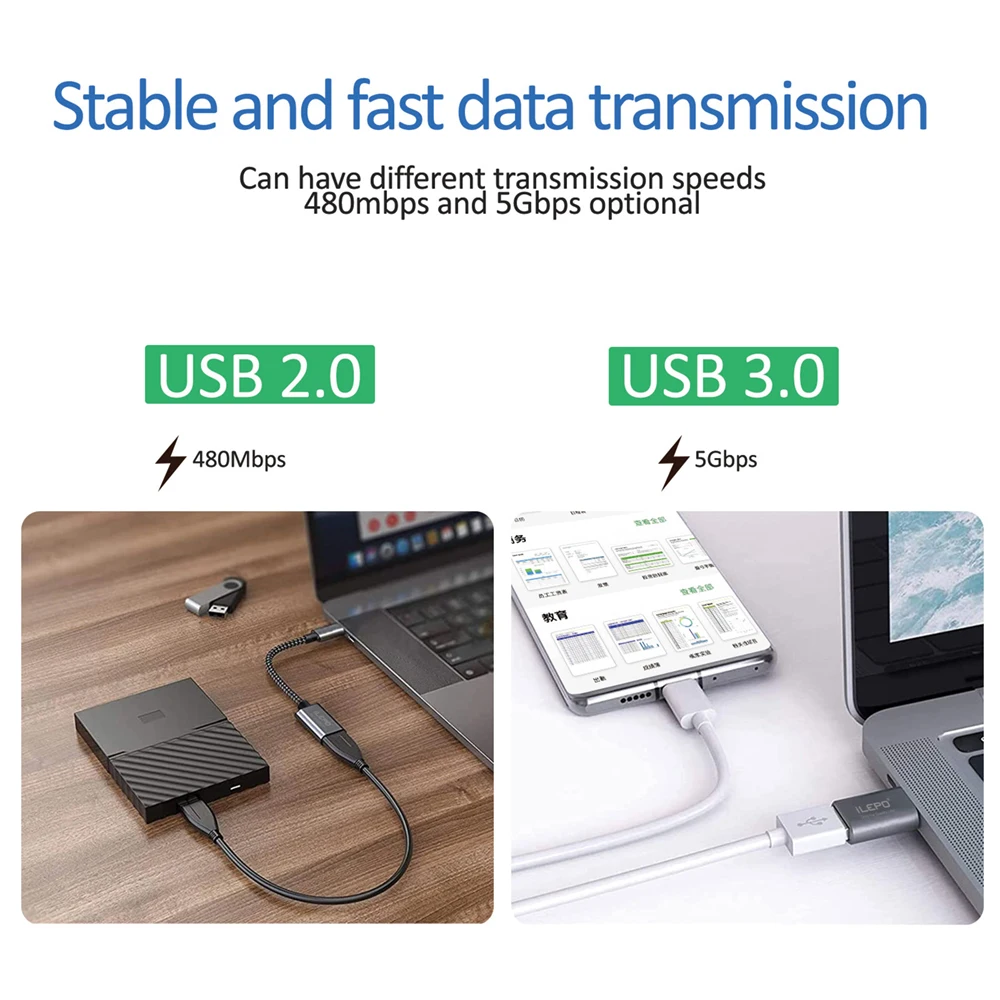 4PCS/Set Type C To USB 3.0 Cable Adapter OTG Data Converter Cord USB C Male to USB 3.0 Female Cable For Huawei Xiaomi USB Phone