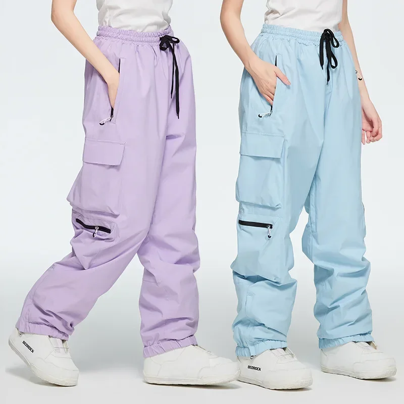 2025 Unisex Ski Pants Waterproof Windproof Insulated - Multi Pockets, Drawstring & Elastic Cuffs for Skiing Snowboarding