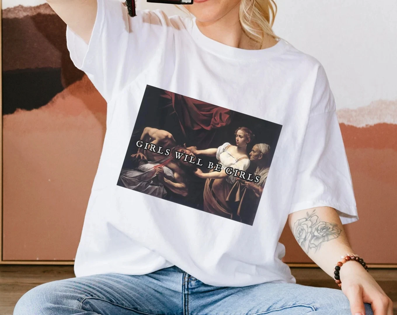 

Judith Beheaded Holopenius, Angry Feminist T-shirt, Fun Feminist T-shirt, Women's Rights T-shirt, Caravaggio