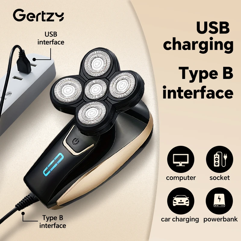 Men's multifunctional five in one bald head and beard trimmer, USB rechargeable, smooth shaving experience image 6