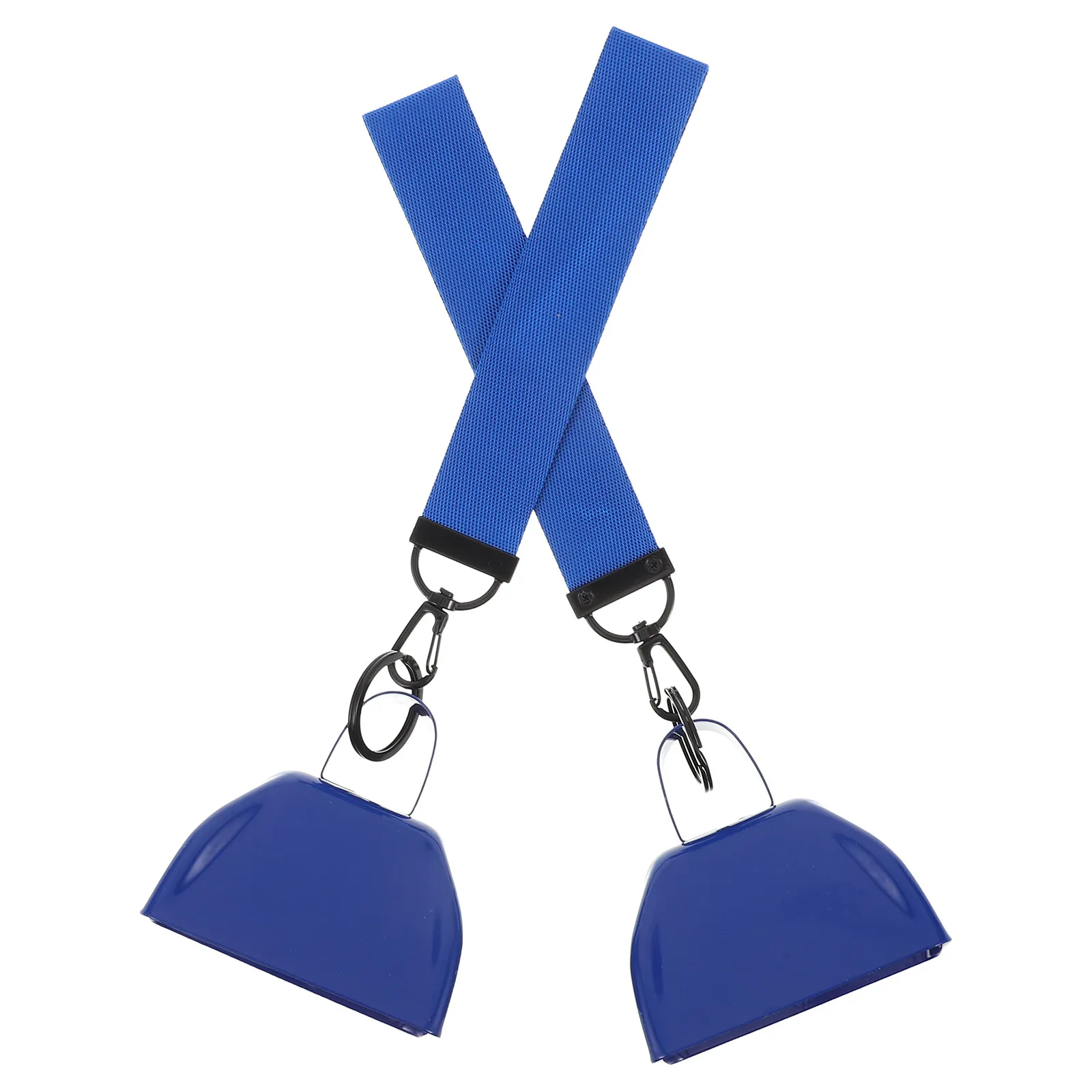 2Pcs Blue Cowbell Handheld Cheering Bells for Sporting Events Loud Metal Cowbells Football Game Noise Makers Wrist Strap Metal