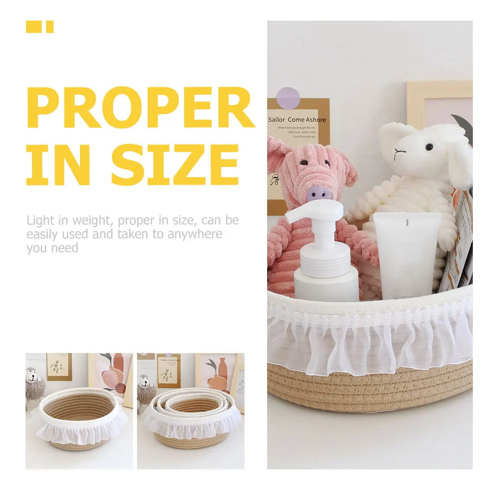 

Cotton Rope Storage Basket, Makeup Organizer Brush Holder, Macrame Basket For Vanity Desktop Sundries Organizer, Household