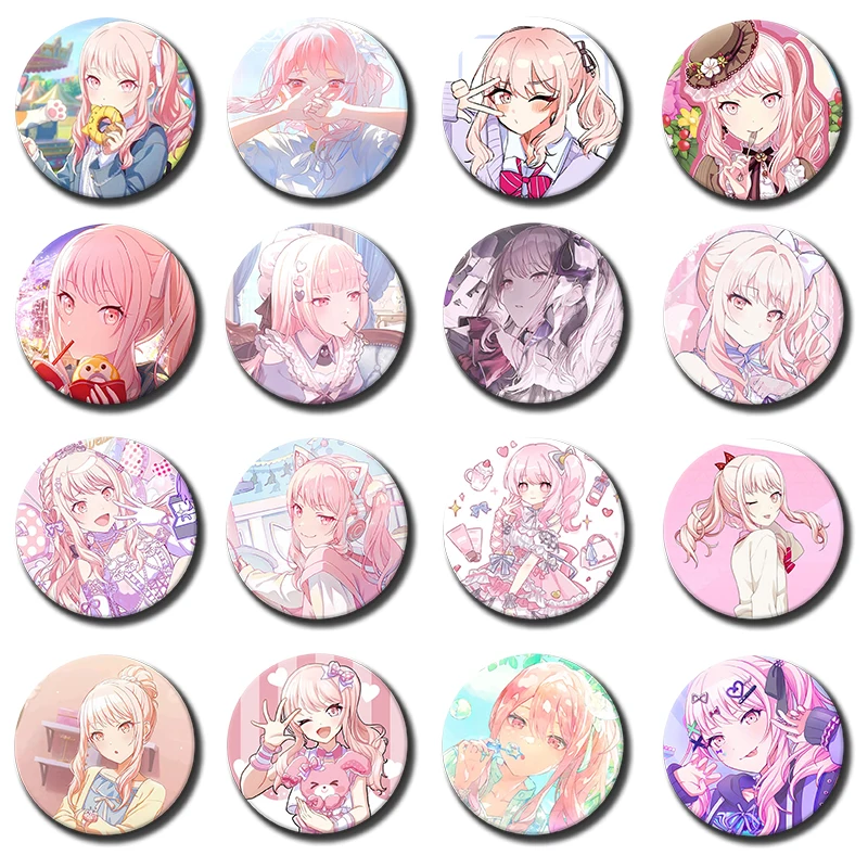 58mm Role Mizuki Akiyama Chibi Tinplate Brooch Figure Icon Badge Handmade Brooches For Backpack Clothes Decoration 1PC