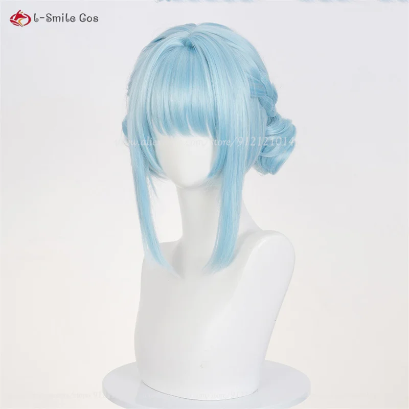 Ineffa Cosplay perruque bleu clair 40 cm perruques courtes résistant à la chaleur cheveux synthétiques pour femmes Costumes Anime Cosplay perruques Halloween
