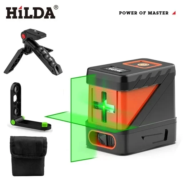 Hilda 2 Lijnen Laser Niveau Zelfnivellerende Groene Stralen Laser Horizontaal Verticaal Kruislijn Mini Laserniveau