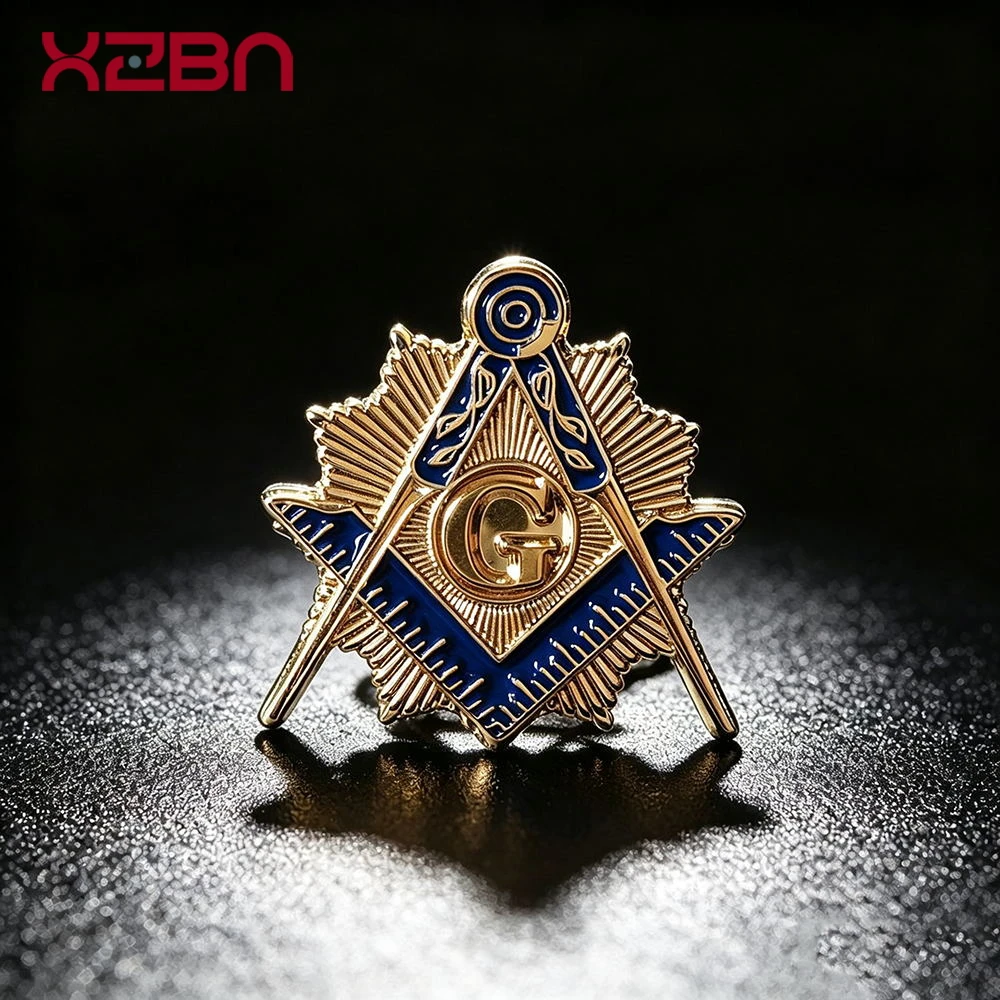 Masonic Lapel Pins 3D Badge Mason Freedom Freemason Copper Material Gold Plating Banquet Brooch Exquisite Souvenirs Gifts