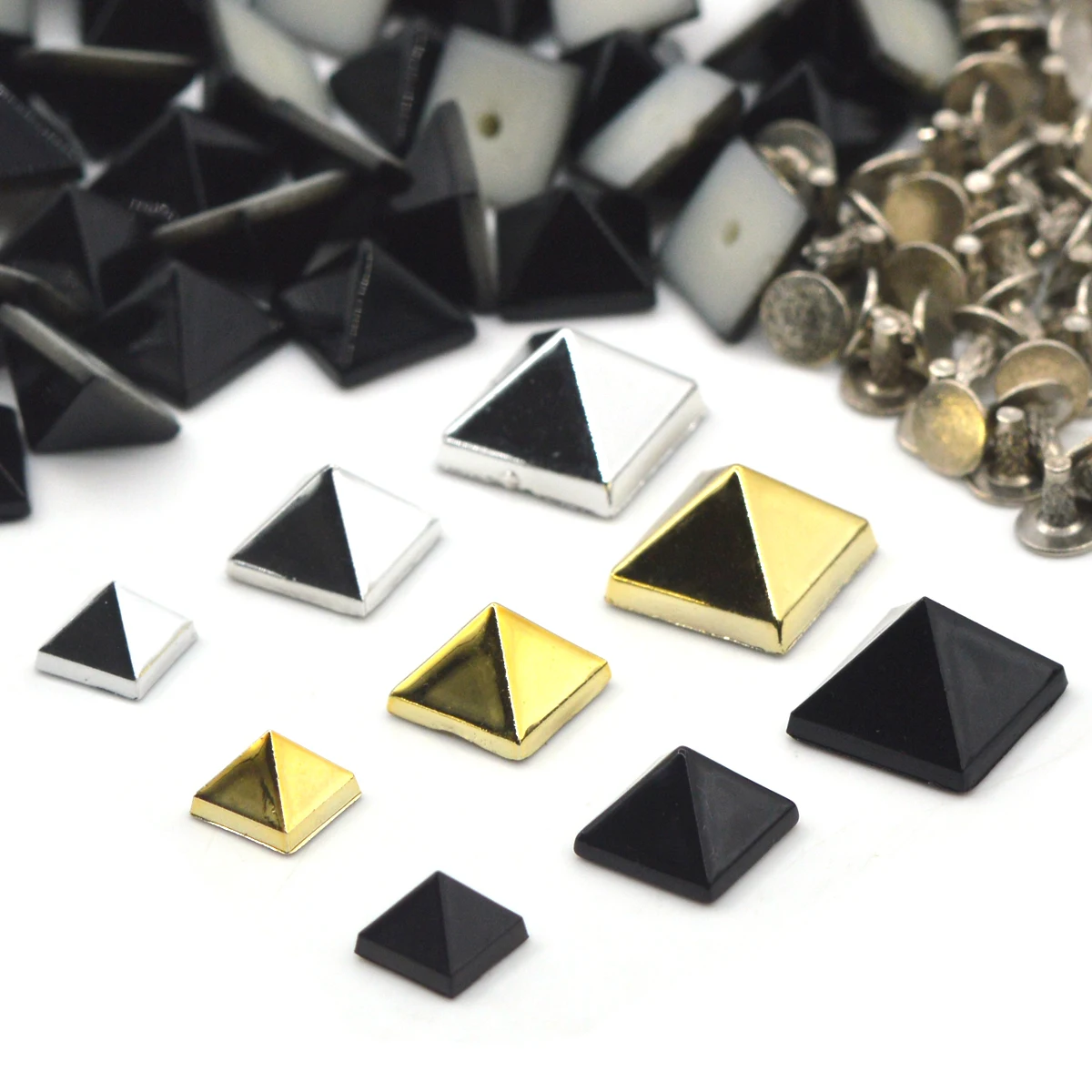 KALASO 6mm 8mm 10mm Pyramid Square Punk Studs Rivets Spikes For Bag Shoes Garment Decor Leather Craft DIY Accessories