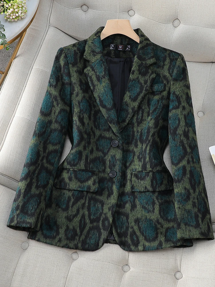 Fashion Coffee Green Casual Ladies Blazer Women Long Sleeve Single Button Slim Female Autumn Winter Jacket