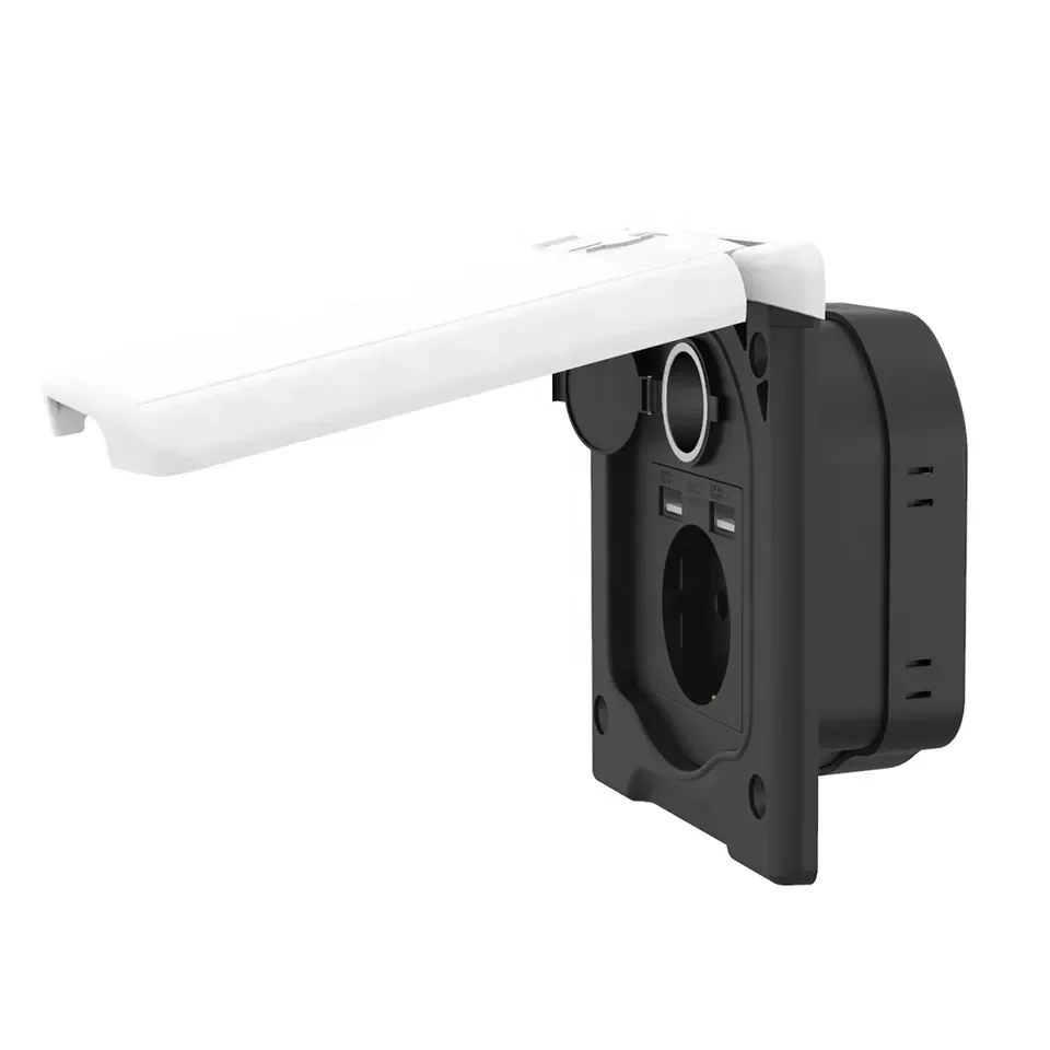 

-Caravan Parts European Standard 16Amp RV Power Socket Outlet With Car Cigarette Lighter And USB