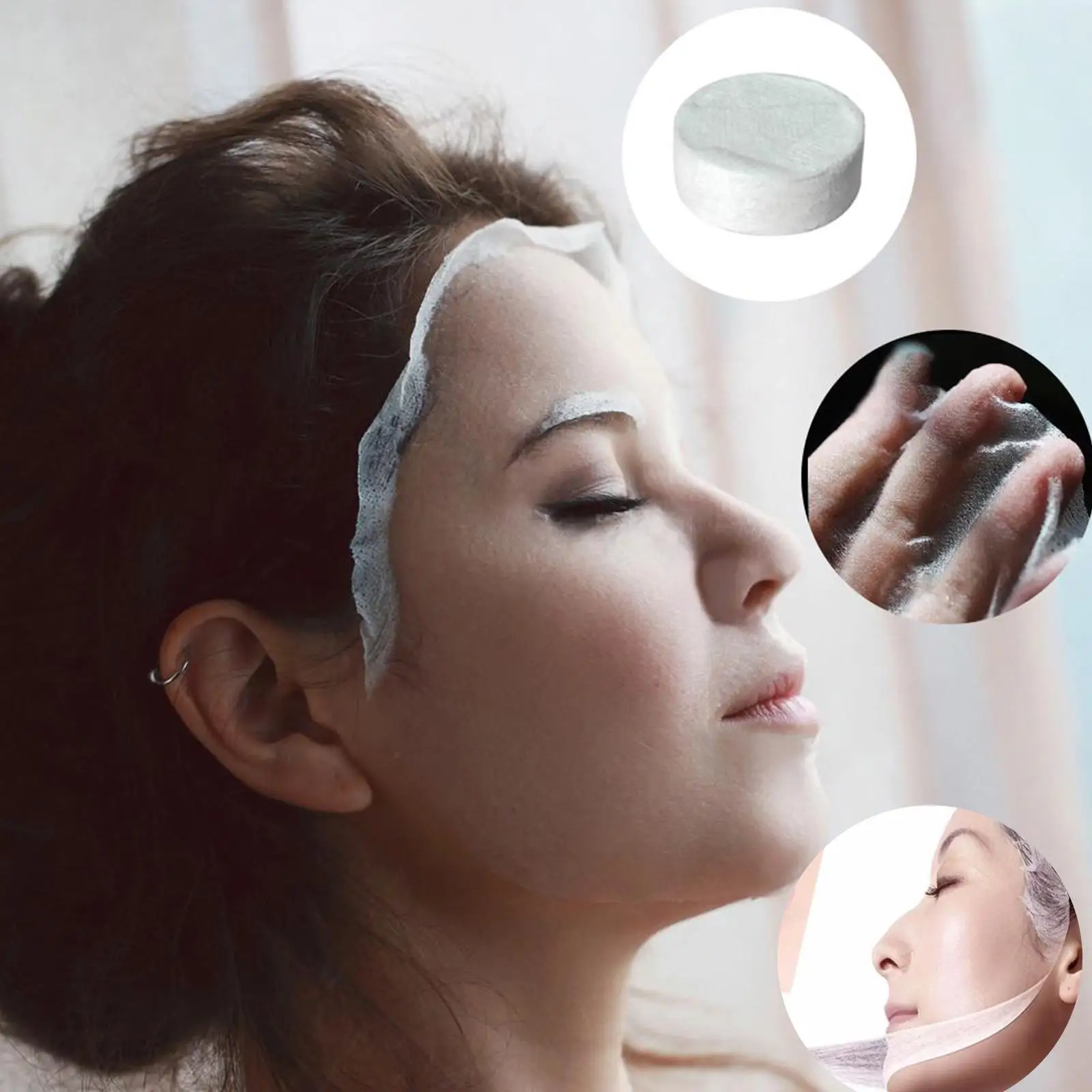 30/50 stücke Komprimierte Gesichtsmaske Tragbare Reise Vlies Gesichtsmaske Hautpflege Baumwolle Gewickelt Masken Papier Baumwolle Gesichts Handtuch – Detail 4