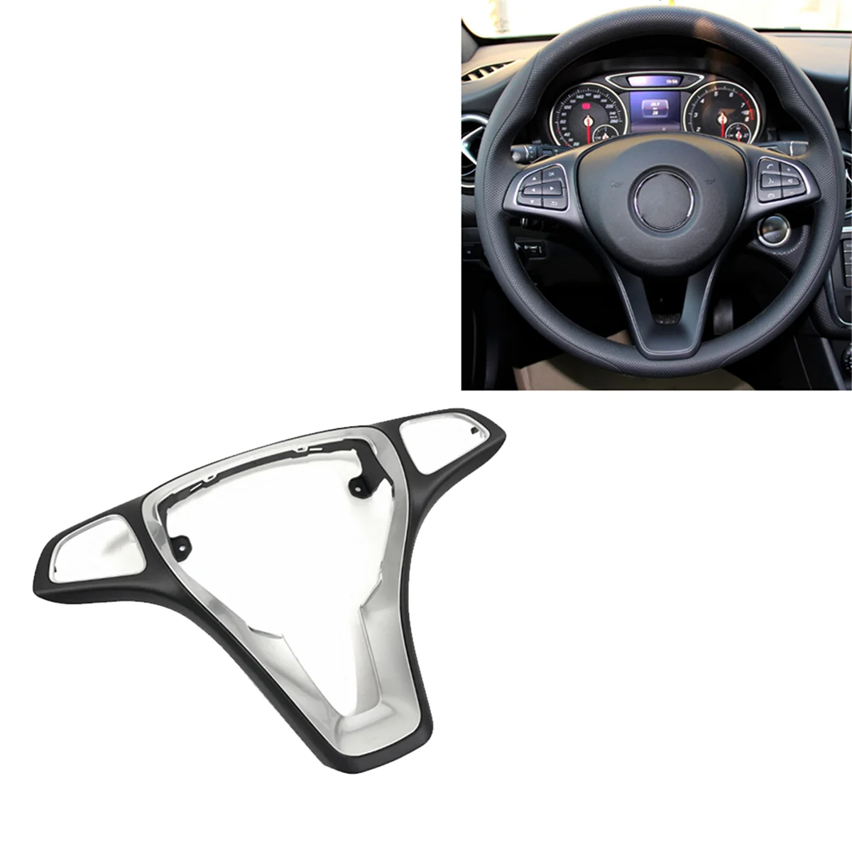 Car Steering Wheel Panel Cover for Mercedes Benz W176 W246 W205 W213 W218 W117 W292 W166 W447 W156 X253 W448 Black