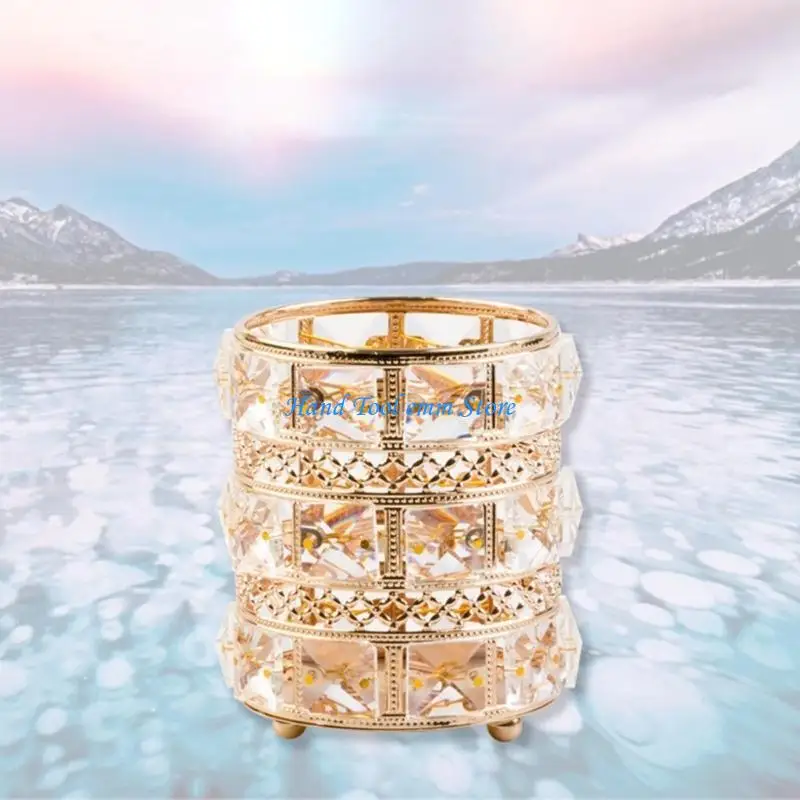 

H37F Exquisite Crystal Pencil Holder Cup Desk Makeup Brush Holder for Home Decor