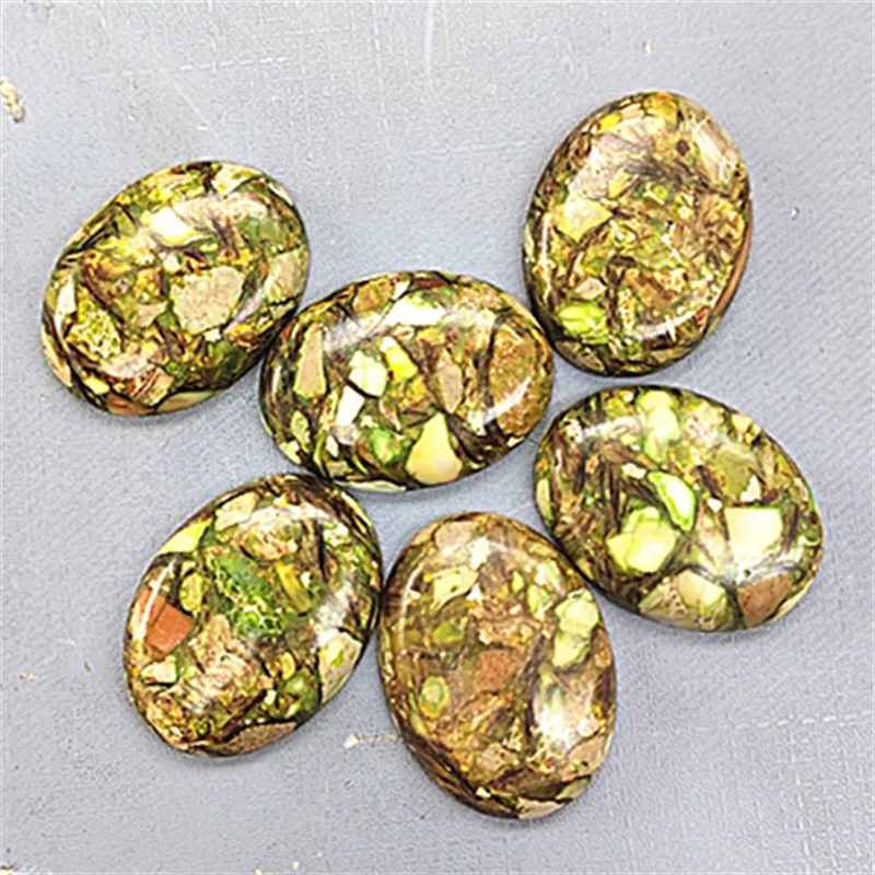 3PCS HOT IMPERIAL JASPER SYTHETIC MATERIAL SIZE 30X40MM OVAL SHAPE NO HOLE DIY JEWELRY ACCESSORIES