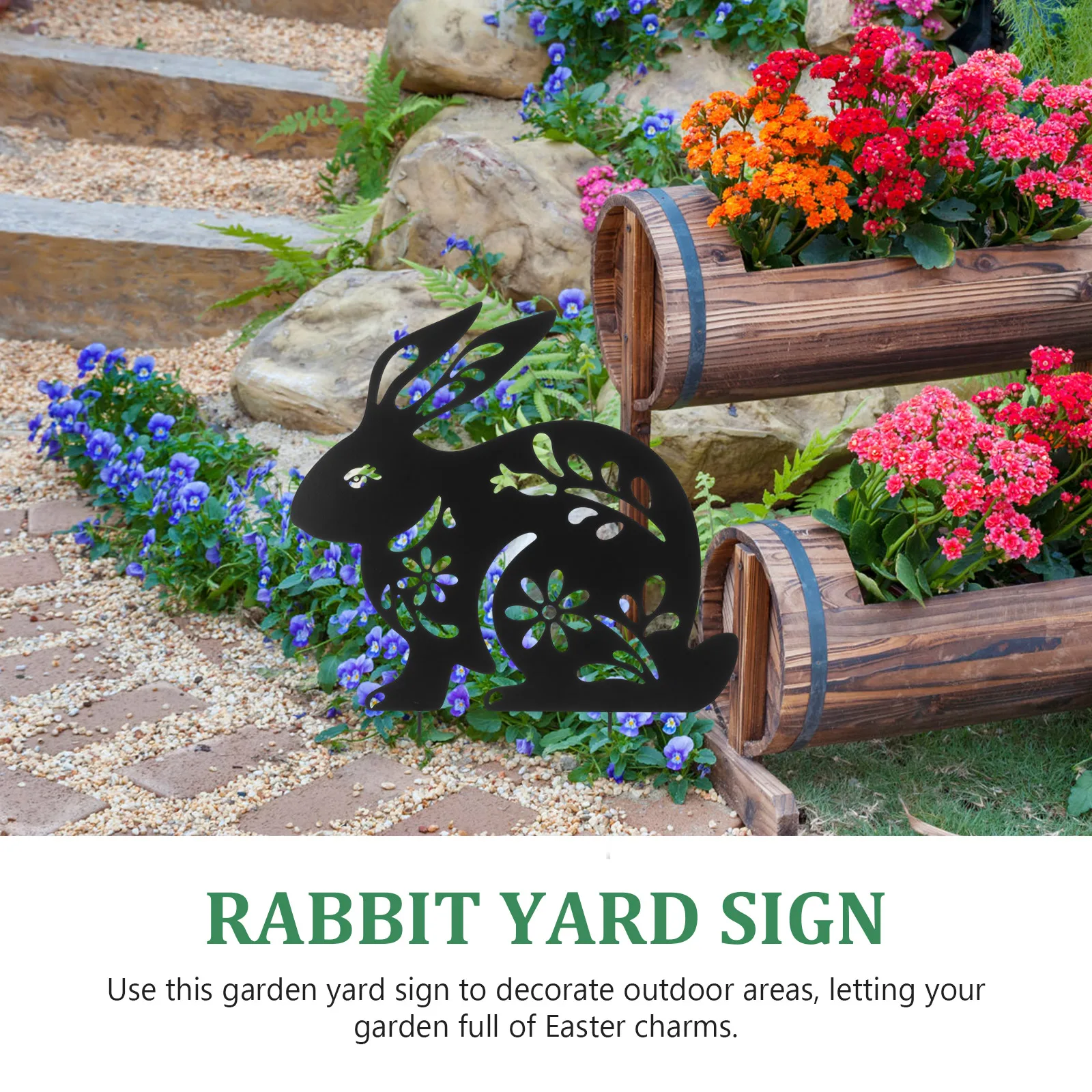 

Hollow Metal Rabbit Garden Stake Decorative Lawn nament Iron Art Bunny Yard Sign Outdoor Ground Adornment Creative Gardening